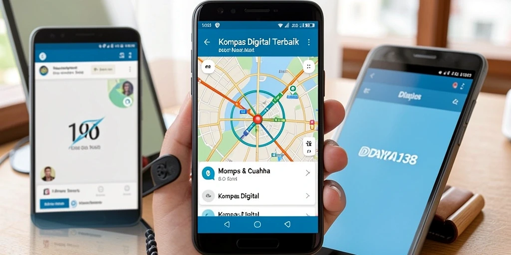 Antarmuka utama aplikasi DAYA138 menampilkan kompas digital yang akurat dan informatif.