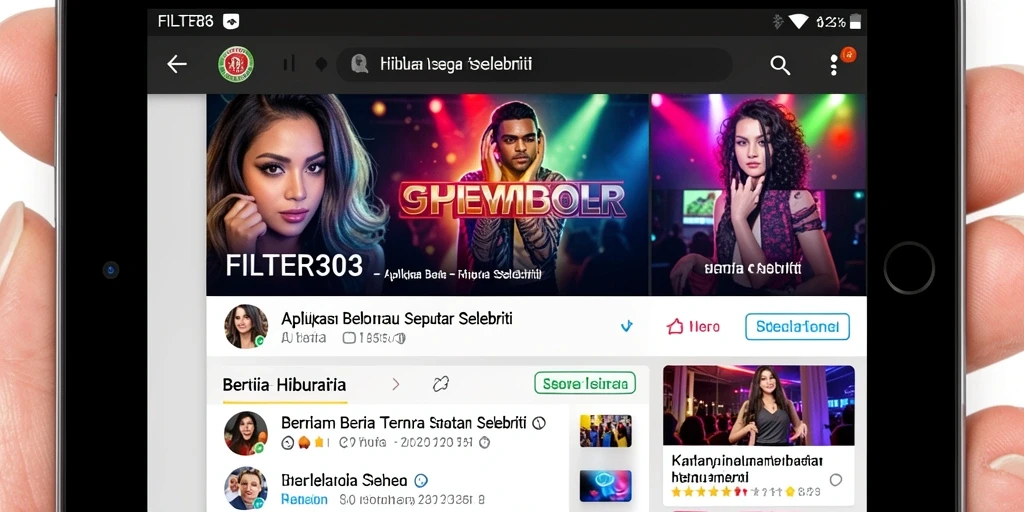 Tampilan antarmuka FILTER303 dengan berita hiburan selebriti.