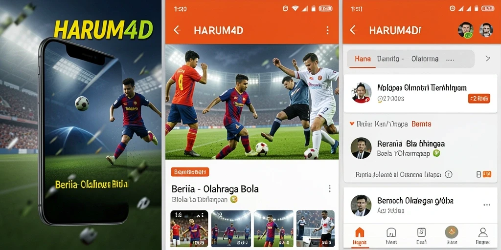 Antarmuka aplikasi HARUM4D dengan berita olahraga bola terbaru.