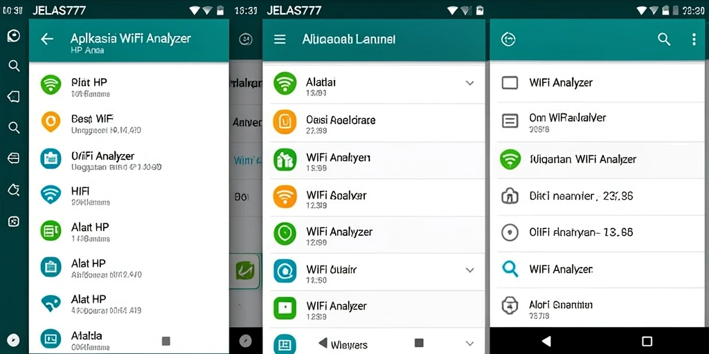 Tampilan antarmuka JELAS777 yang menampilkan analisis jaringan WiFi.