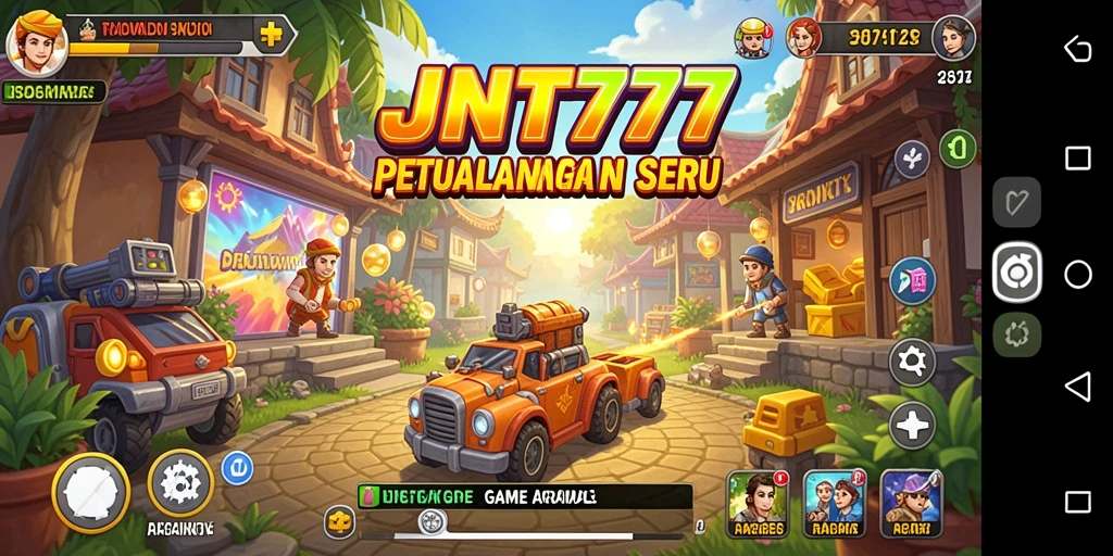 Antarmuka permainan JNT777 dengan karakter dan level yang menarik.