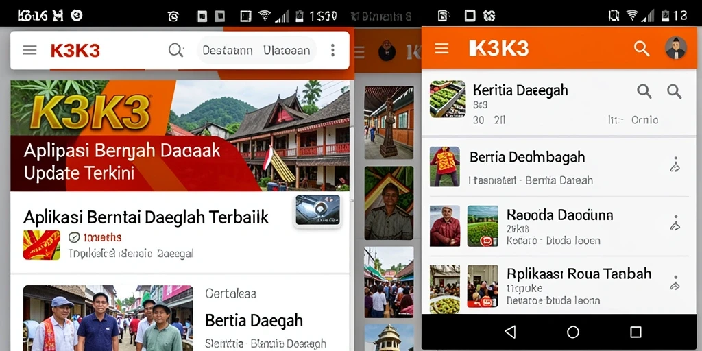 Tampilan antarmuka utama aplikasi K3K3 untuk berita daerah.