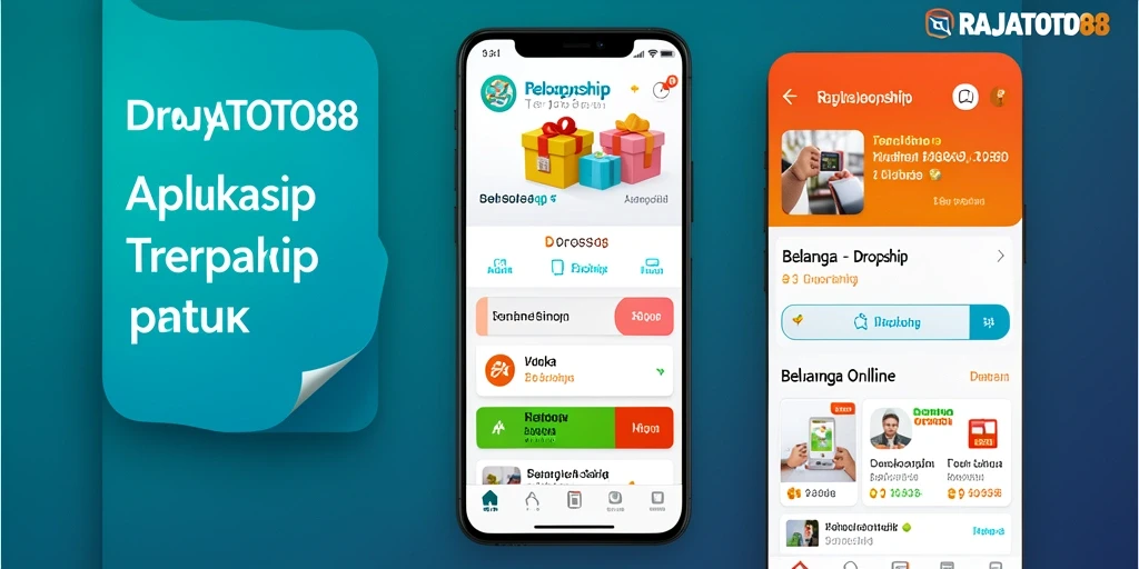 Tampilan antarmuka pengguna aplikasi Dropship RAJATOTO88 yang menarik.