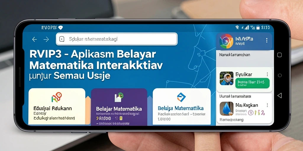 Antarmuka interaktif yang menarik di aplikasi RVIP3 untuk Belajar Matematika.