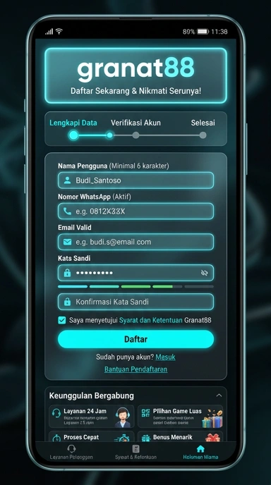 Cara Mudah Membuat Akun Granat88 di Android