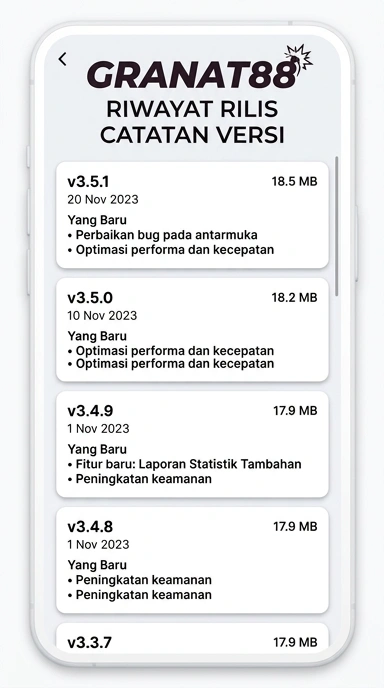 Riwayat Versi Granat88 untuk Pengguna Android